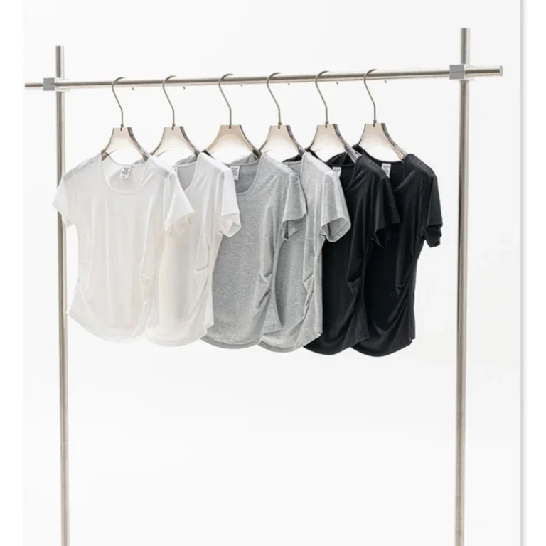 Summer-Solid-Color-Square-Neck-Short-Sleeve-T-shirt-150G-Sexy-Waist-cinching-Slimming-European-and-American-U-neck-Top