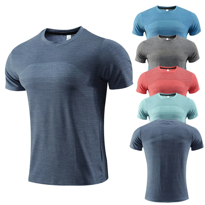 Summer-Solid-Sports-T-shirt-Mens-Short-Sleeve-Quick-drying-Top-Fashion-Casual-Wear-Running