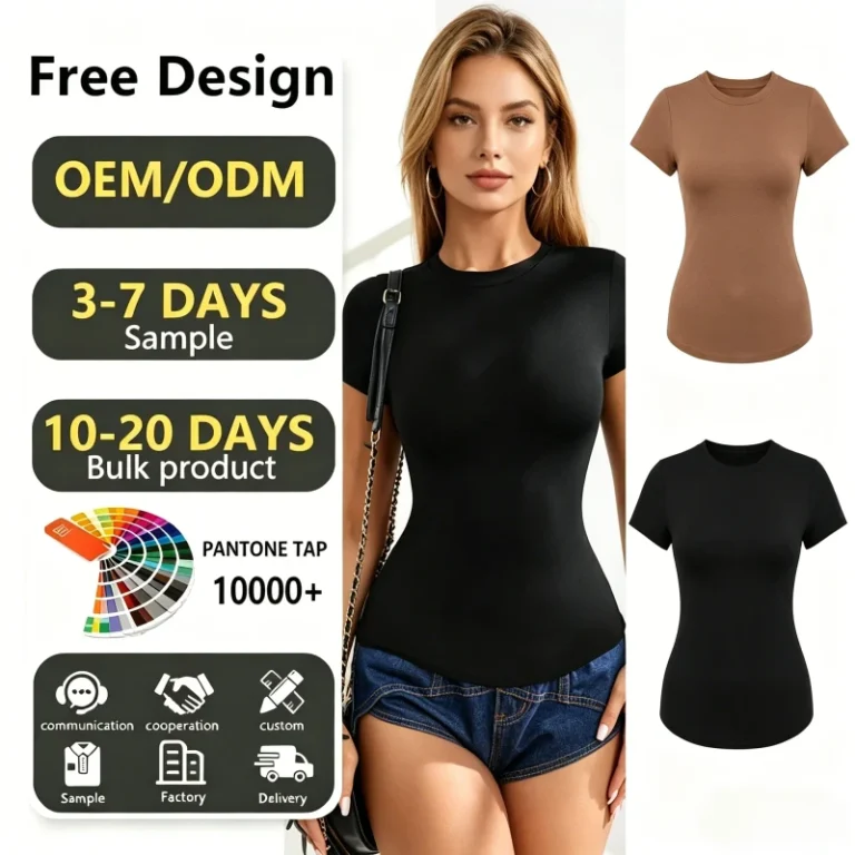 Summer-Solid-T-Shirt-Tight-Blank-Womens-Stretch-Sports-T-Shirt-Comfortable-Breathable-Plain-Polyester-Short-Sleeve-T-shirt-1