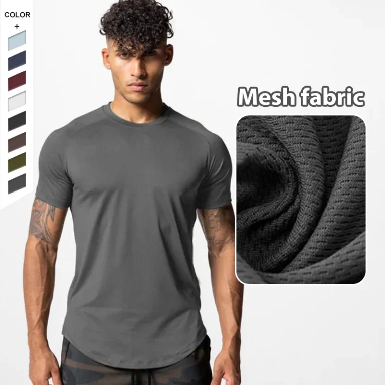 Summer-Sports-Tshirts-Men-Plus-Size-Quick-Drying-Mesh-Breathable-Curved-Hem-Neck-Fitness-Run-Sportswear-Polyester
