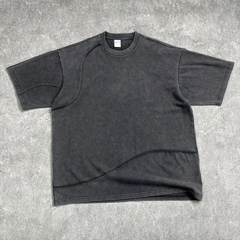 Summer-Streetwear-Unisex-Men-Oversized-Vintage-Batik-Acid-Wash-275GSM-Cotton-Custom-Logo-Printed-T-Shirt