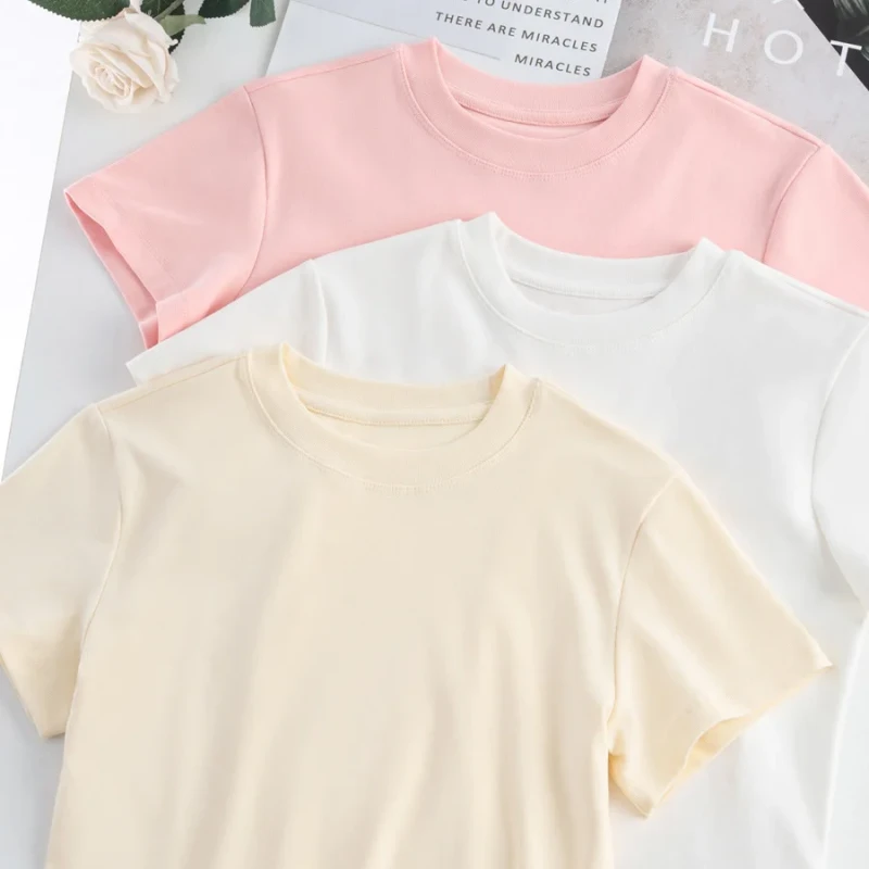 Summer-T-shirt-Womens-Custom-Printed-Girls-T-shirt-Short-Sleeve-Crew-Neck-Cotton-Spandex-Graphic-T-shirt-for-Women
