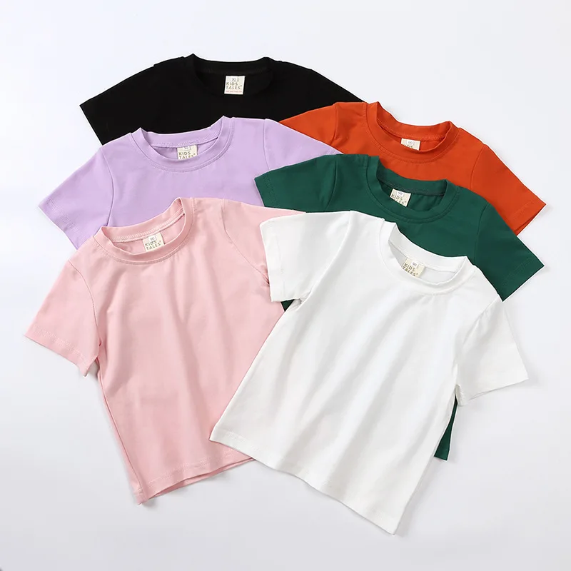 Summer-Toddler-Children-Kids-Boys-Girls-Solid-Soft-Cotton-Casual-Clothing-Baby-T-shirts