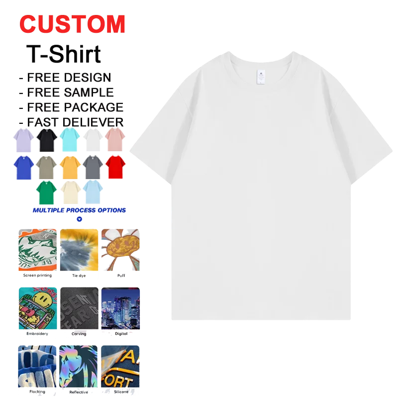 Summer-Trendy-Mens-All-Match-Casual-Top-Regular-Fit-100-Cotton-T-Shirt-Knitted-Base-Plus-Size-230-Grams-Heavy-Solid-1