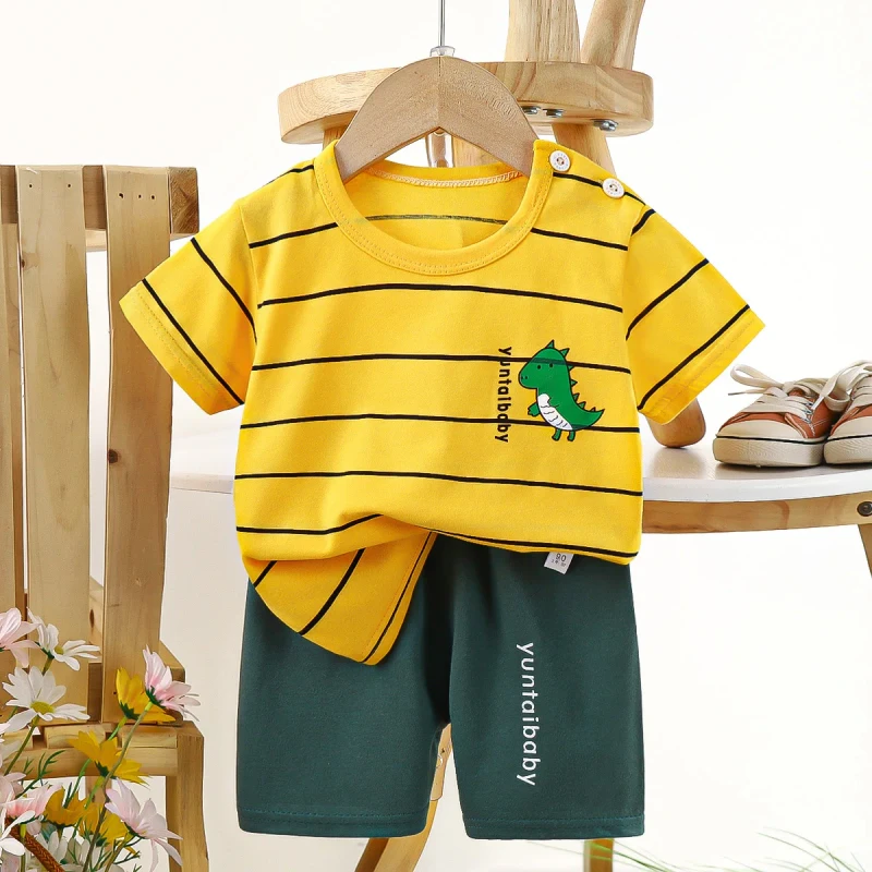 Summer-Two-Piece-Kids-Clothes-Set-Cotton-T-shirt-and-Shorts-Joggers-2-Piece-Set-0-6Years-Boys-Clothing-Sets