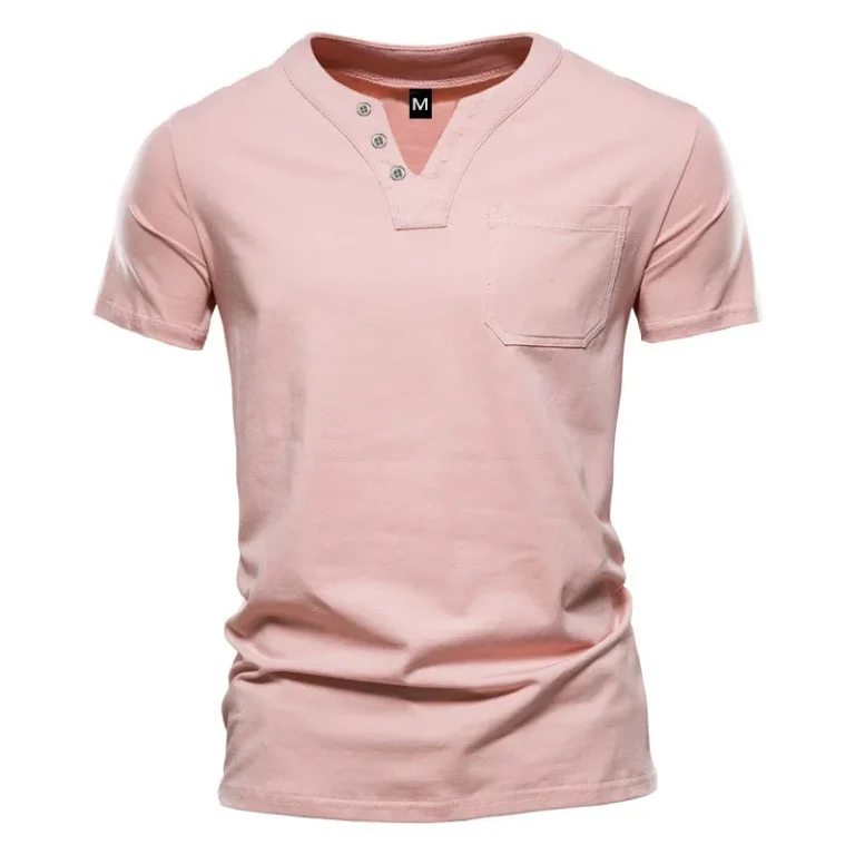 Summer-V-Neck-Casual-T-Shirt-for-Mens-Fashionable-Slim-Fit-Short-Sleeve-Customized-Logo