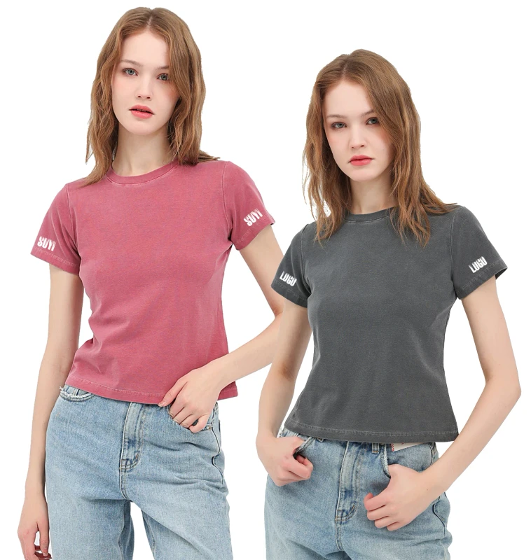 Summer-Womens-Plain-Heavyweight-Cotton-Custom-T-Shirt