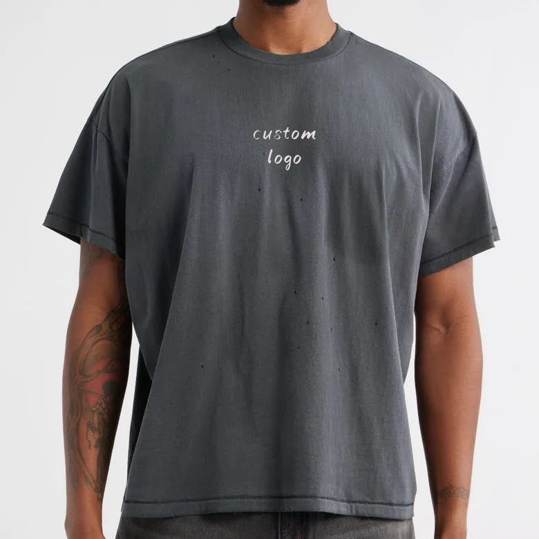 Sun-Fade-Wash-Heavy-Weight-Cotton-100-Knitted-T-shirt-Short-Sleeve-Casual-Acid-Wash-Printed-Logo-Solid-Vintage-t-Shirt