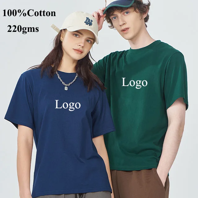 T-Shirt-Custom-Printing-Logo-Fashionable-Unisex-Plain-Tshirt-220g-100-Cotton-Soft-Casual-Mens-T-Shirt