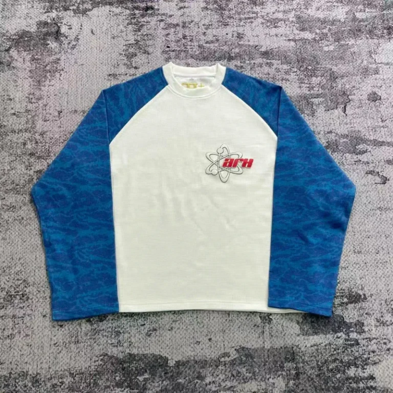 TS4318-Custom-Streetwear-Puff-Print-T-shirt-Boxy-Fit-Cropped-100-Cotton-Waffle-Knit-Long-Raglan-Sleeve-T-Shirts-for-Men