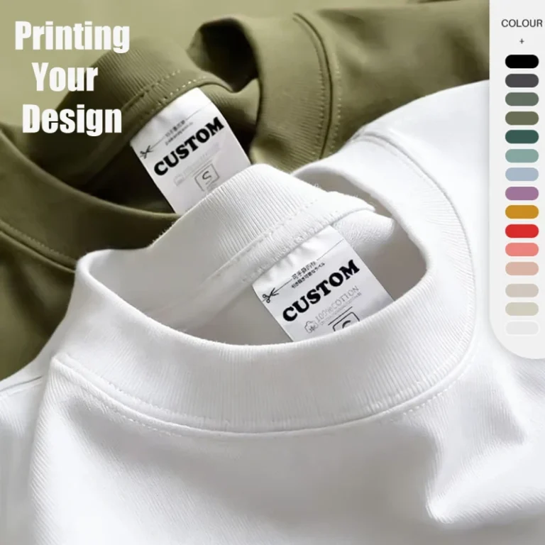 Tee-100-Cotton-240gram-Drop-Shoulder-T-Shirt-Custom-Logo-Print-Heavyweight-Oversized-Tshirts-Plus-Size-Mens-T-shirts