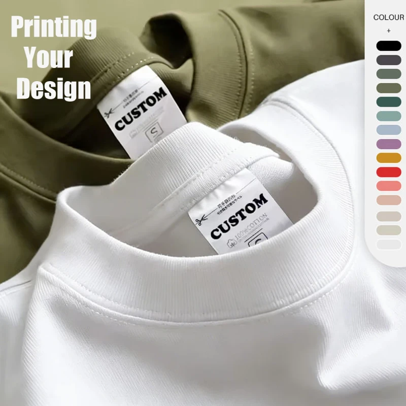 Tee-100-Cotton-240gram-Drop-Shoulder-T-Shirt-Custom-Logo-Print-Heavyweight-Oversized-Tshirts-Plus-Size-Mens-T-shirts