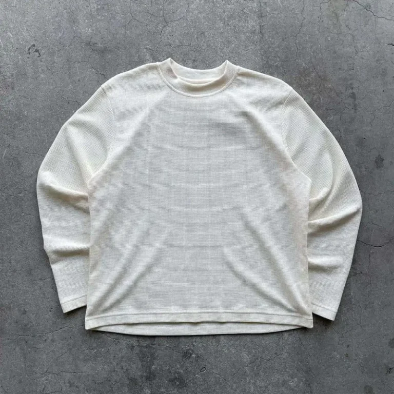 Top-T-Shirts-Manufacture-Mens-300-GSM-Waffle-Knit-Oversized-Custom-Streetwear-White-Vintage-Long-Sleeve-T-Shirt