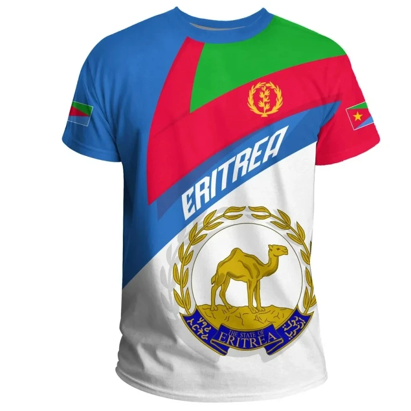 Traditional-Eritrea-Mens-T-Shirts-Red-Blue-Green-MenS-Shirt-Eritrean-Flag-Soft-Polyester-T-Shirt