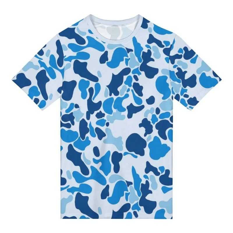 Trendy-Blue-Camo-Graphic-T-Shirt-Short-Sleeve-Crew-Neck-Casual-Top-Soft-Breathable-Fabric-for-Daily-and-Street-Fashion-Wear