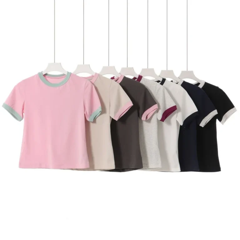 Trendy-Brand-Solid-Summer-T-Shirt-Petite-Women-Eco-friendly-Knitted-Short-Sleeved-Sports-Casual-Top