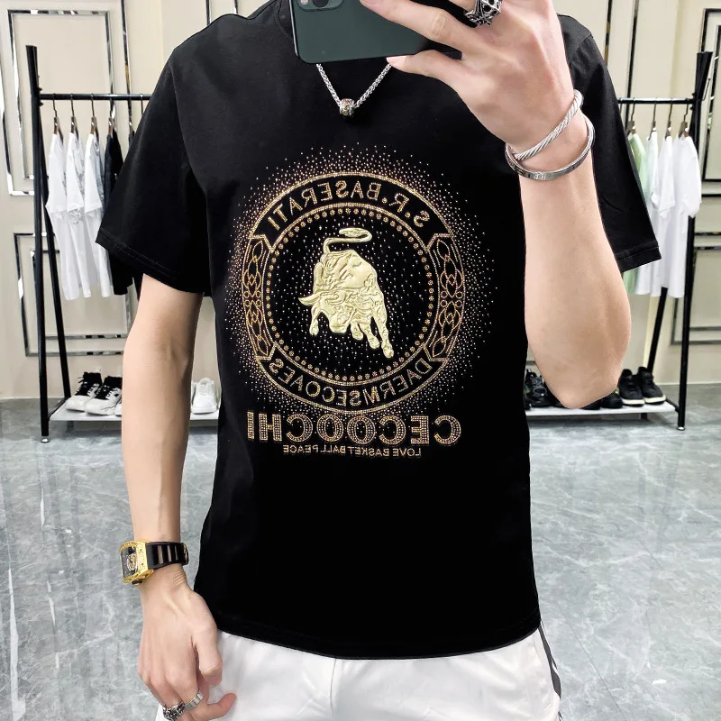 Tshirt-High-Quality-Hot-Drilling-T-shirt-Summer-t-Shirt-Men