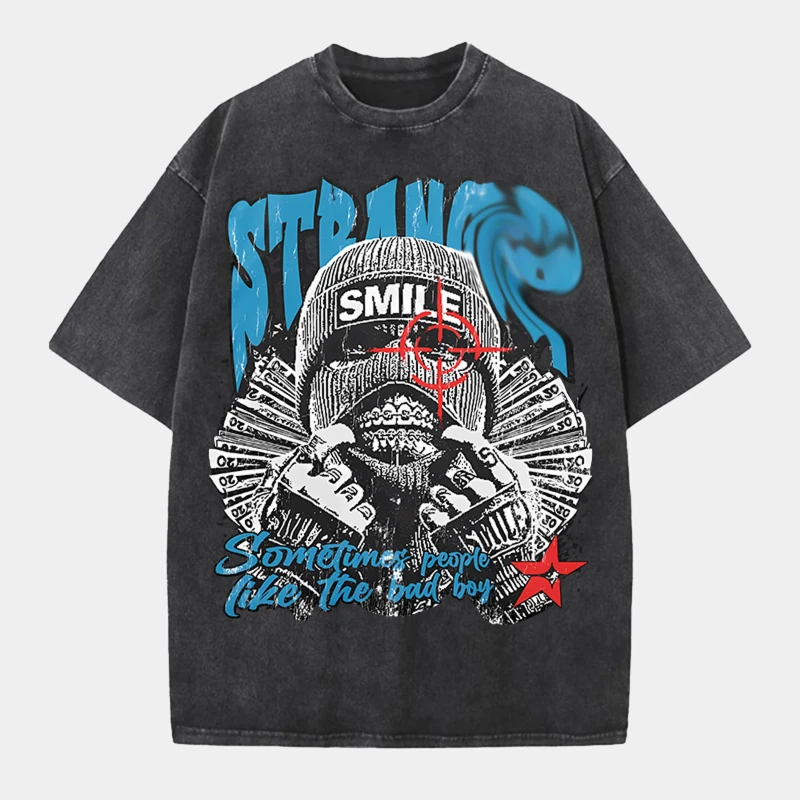 US-Local-Warehouse-Strang-Smile-Sometime-People-Like-the-Bad-Boy-Graphic-Washed-T-Shirt-Multi-Colors-Customizable-Design
