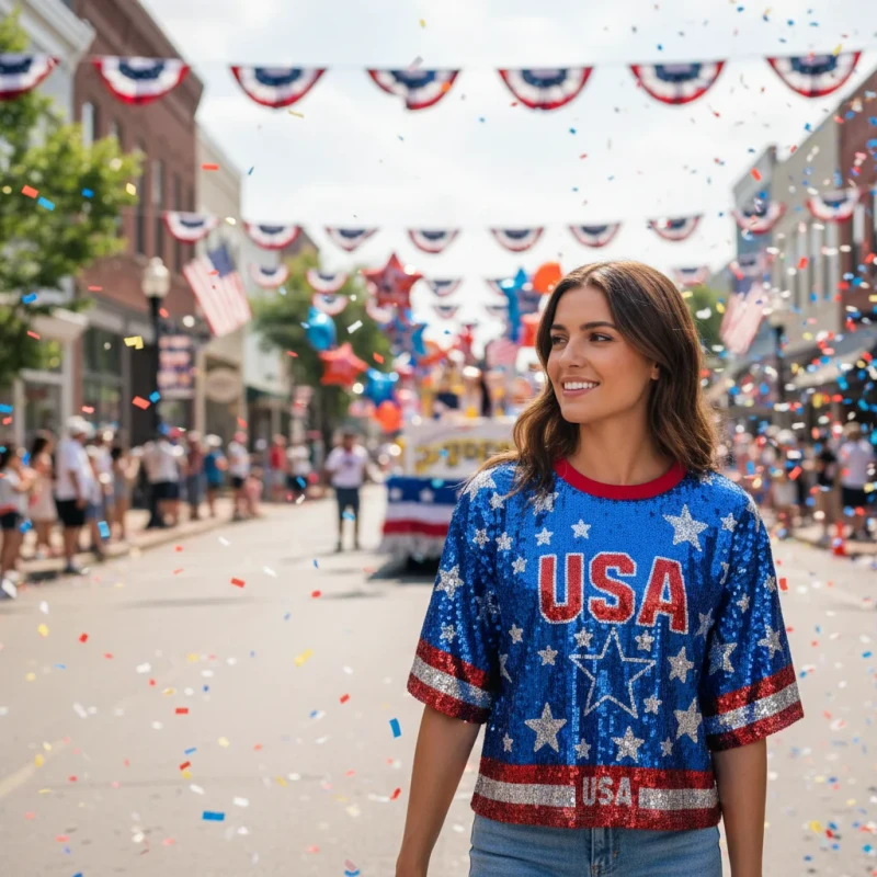 USA-Independance-Blue-and-Red-Stripes-Sequin-t-Shirts-One-Size-for-All-O-Neck-Bling-Embroidery-Sequin-Tops-for-Ladies