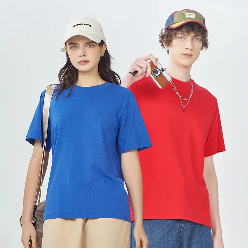 Unisex-100-Cotton-220g-Heavy-weight-Crew-Neck-Loose-T-shirt-Solid-Color-with-Customizable-Patterns-1