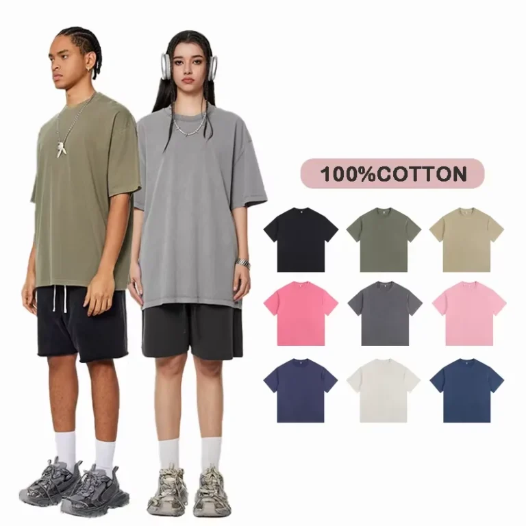 Unisex-100-Cotton-Custom-Logo-O-Neck-Loose-Fit-Knitted-Vintage-T-shirt-Silk-Screen-Printing-Breathable
