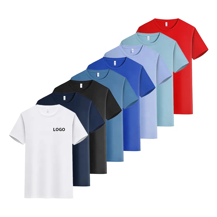 Unisex-200-Grams-Tee-Custom-Logo-Blank-Spandex-Cotton-Polyester-Plain-Tshirt-Tshirts-Mens-T-shirts
