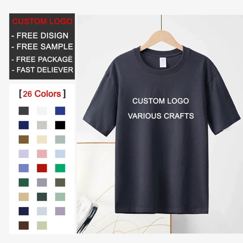 Unisex-230g-100-Pure-Cotton-Custom-T-Shirt-Blank-Tee-Short-Sleeve-O-Neck-Streetwear-Silk-Screen-Printed-Bulk