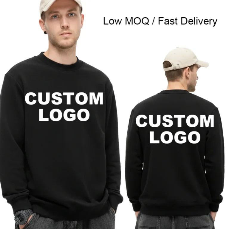 Unisex-240G-Heavy-Cotton-Long-Sleeve-Top-Solid-White-Crew-Neck-Loose-Undershirt-Casual-T-Shirt-with-Ribbed-Cuffs