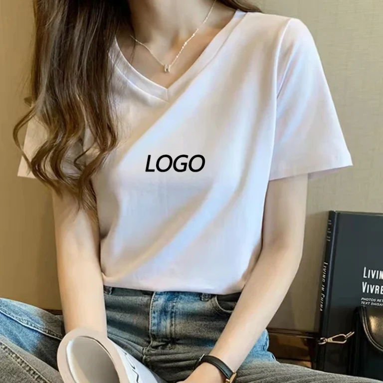 Unisex-Black-V-Neck-T-Shirt-Knitted-100-Cotton-180G-Crew-Neck-T-Shirts-in-Bulk-OEM-Service-Custom-t-Shirt-Printing-Women