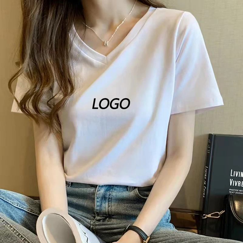 Unisex-Black-V-Neck-T-Shirt-Knitted-100-Cotton-180G-Crew-Neck-T-Shirts-in-Bulk-OEM-Service-Custom-t-Shirt-Printing-Women