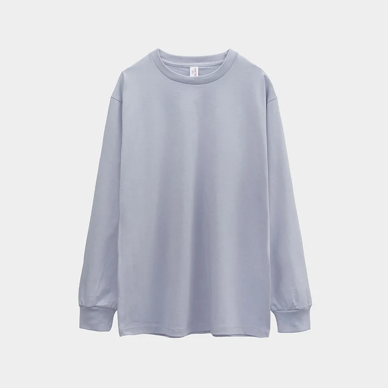 Unisex-Heavy-Cotton-Long-Sleeve-T-Shirt-Solid-Color-Mens-Casual-Style-with-OEM-Logo-on-Front-Jersey-Fabric-Couples-outfit-1