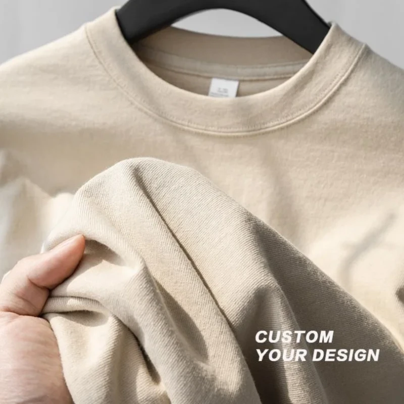 Unisex-High-Quality-100-Cotton-Men-T-Shirts-Plain-Custom-Screen-Printed-Beige-Blank-Short-Sleeve-Contrast-T-Shirt