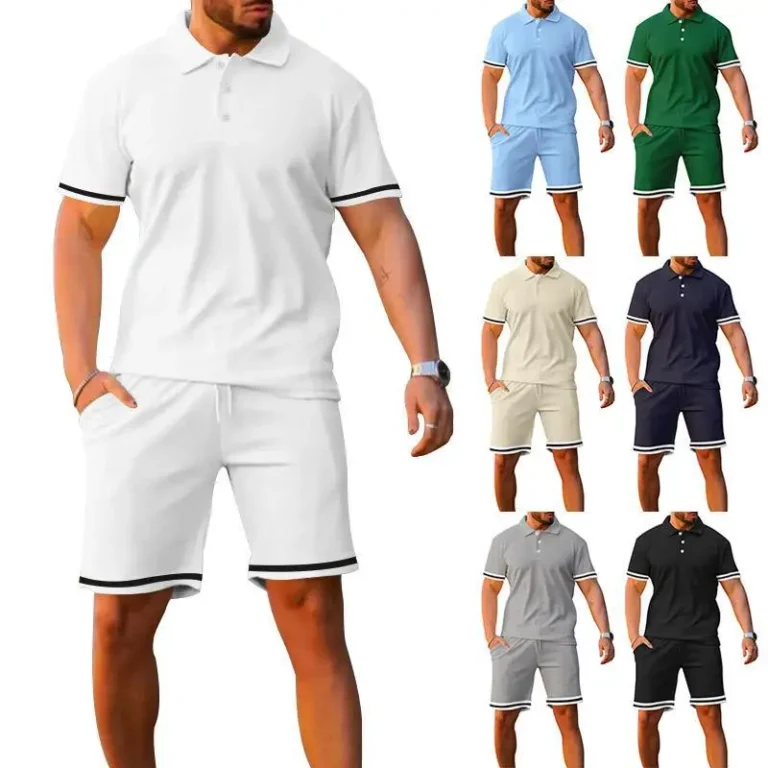 Unisex-High-Quality-Polo-Shirts-Customized-Cotton-Waffle-Polo-T-Shirt-Shorts-Suit-Loose-Casual-Top-Quick-Dry-Breathable
