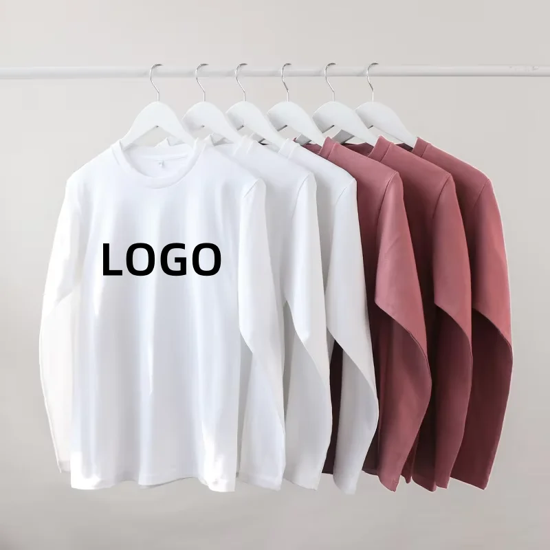 Unisex-Mens-100-Cotton-T-Shirt-Custom-Logo-Blank-Plain-Casual-Loose-Fit-HeavyWeight-Digital-Printing-Long-Sleeve-t-Shirt