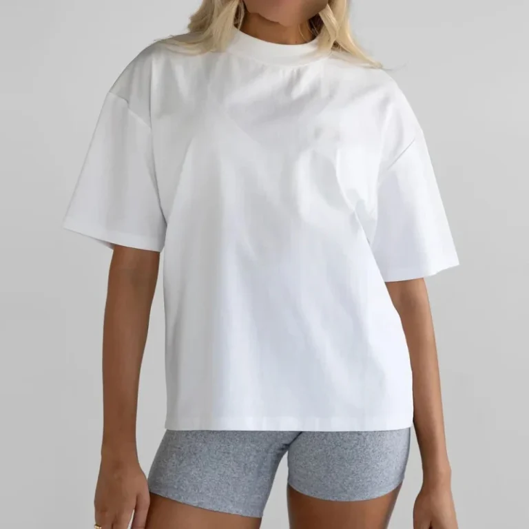 Versatile-Premium-Pima-Cotton-Oversize-Casual-Fits-Well-Women-Blank-T-shirt-Ribbed-Neck-Thick-Tops-1