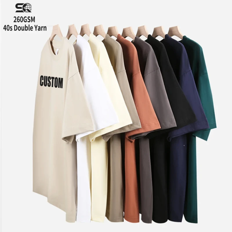 Vintage-Blank-T-Shirts-for-Printing-100-Cotton-Heavyweight-260g-Unisex-T-Shirts-Neck-Short-Sleeve-1