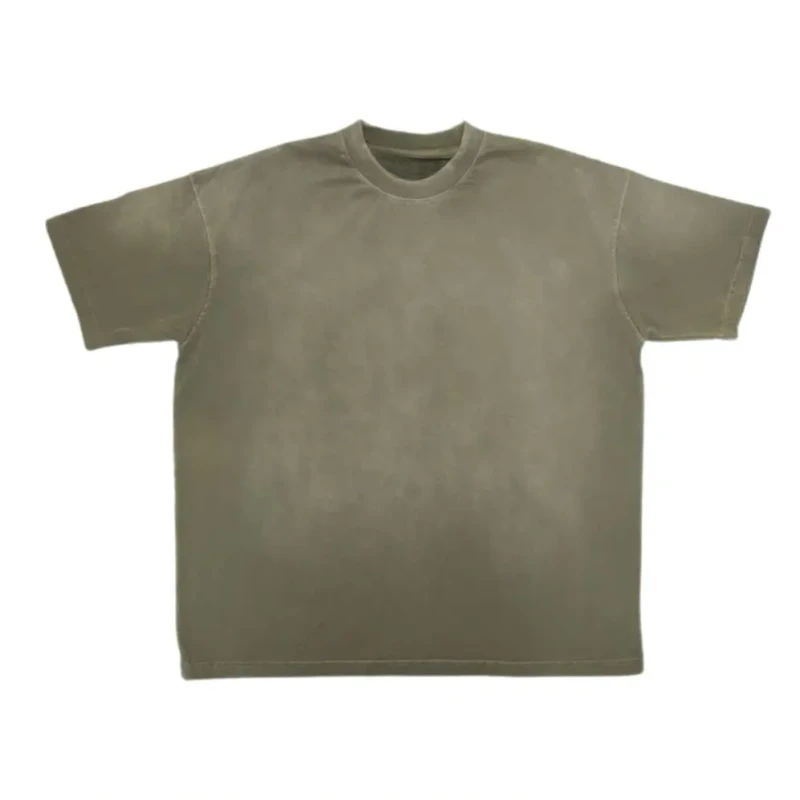 Vintage-Sunfaded-Washed-Olive-T-Shirt-Oversized-Heavyweight-Retro-Faded-Tee-Soft-Cotton-Custom-Logo-OEM-Bulk-Streetwear-Plain