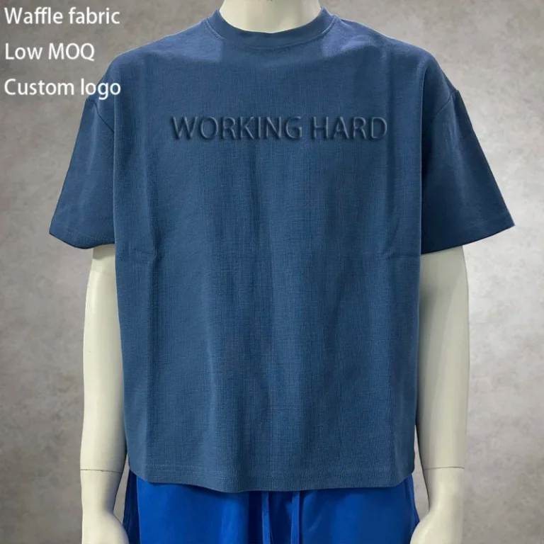 Waffle-Fabric-Factory-Customization-Cropped-Length-High-Quality-T-Shirt