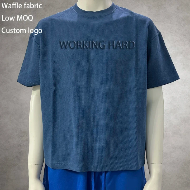 Waffle-Fabric-Factory-Customization-Cropped-Length-High-Quality-T-Shirt