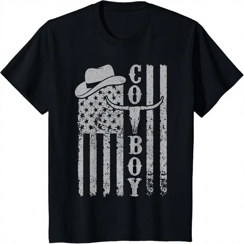 Western-Country-Men-Teen-Boy-Kid-Rodeo-Southern-Vintage-Solid-Blank-Cowboy-T-Shirt