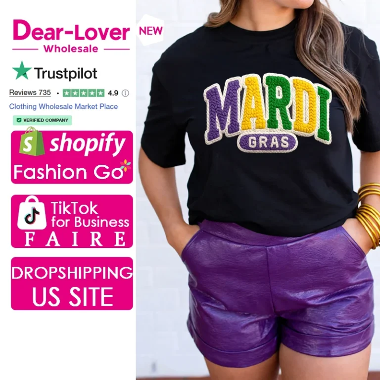 Women-Black-Mardi-Gras-Faux-Yarn-Letter-Printed-T-Shirt