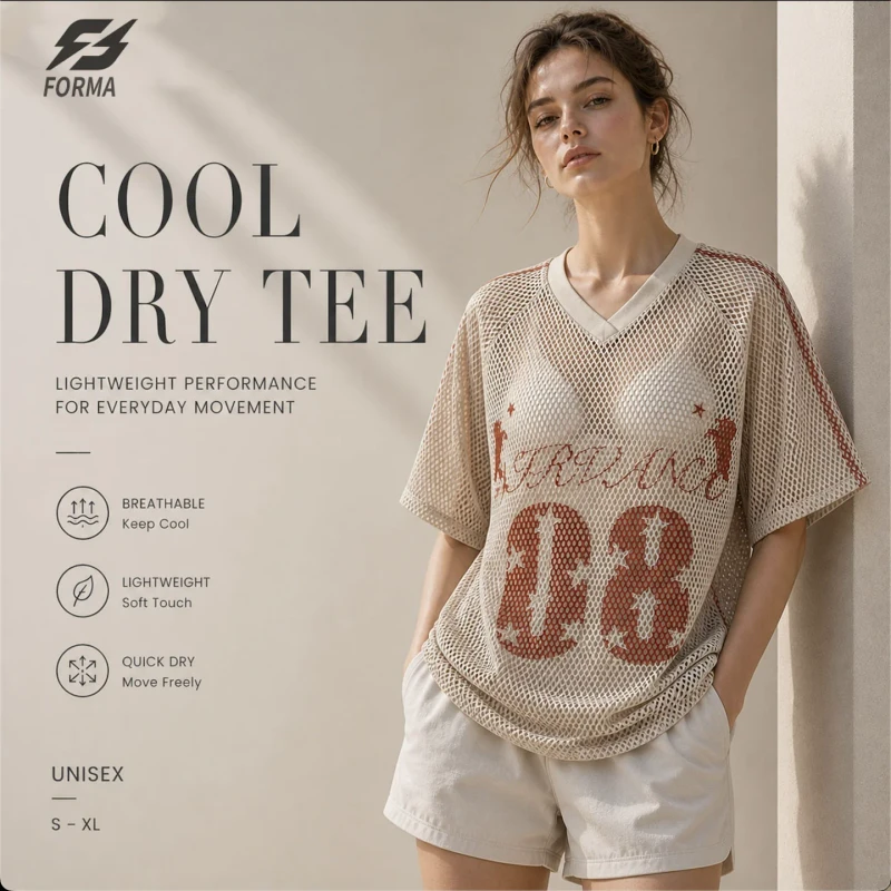 Women-Casual-Mesh-Knit-V-Neck-T-Shirt-Thin-Breathable-Short-Sleeve-Loose-Summer-Top-OEM