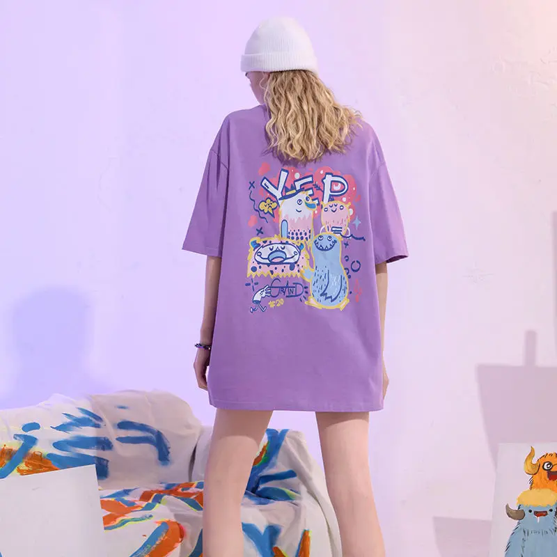 Women-Cotton-T-Shirts-Custom-Colour-Block-Oversized-T-Shirt