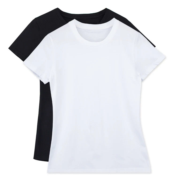 Women-O-neck-Cotton-White-Blank-T-shirt