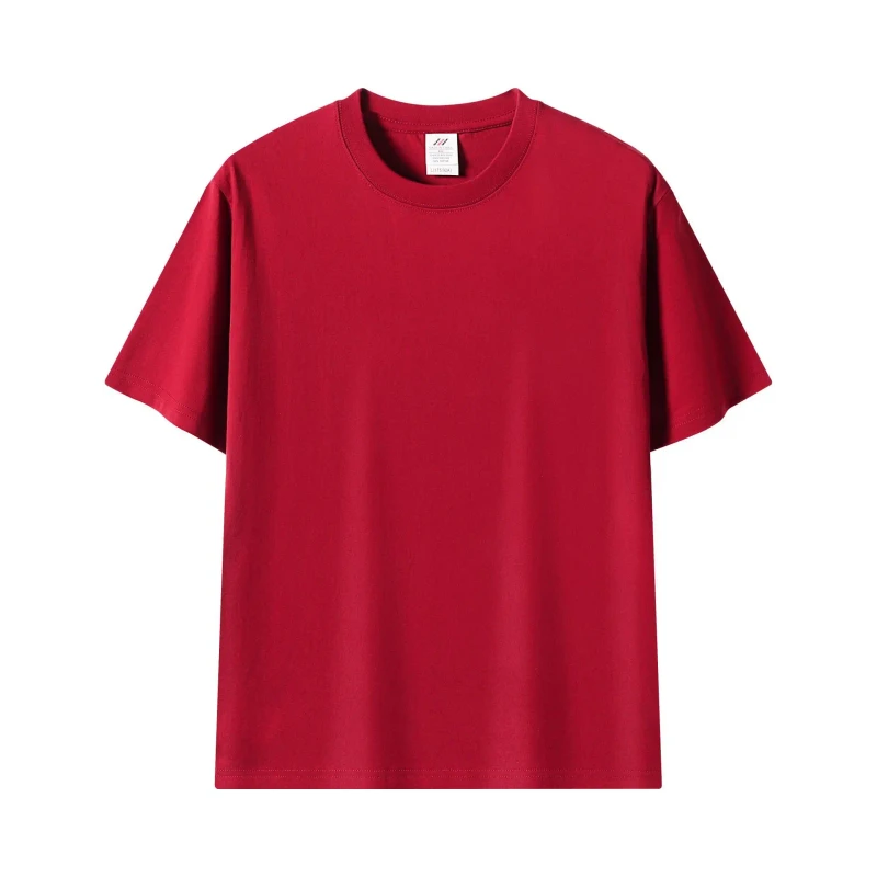 Women-Summer-Casual-Short-sleeve-Pullover-100-Cotton-T-shirt-Blouse-with-Logo-Crew-Neck-in-Solid-Color