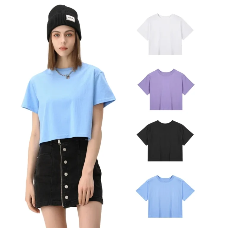 Womens-100-Cotton-Knitted-Cropped-T-Shirts-Custom-Logo-Summer-Workout-Yoga-Crop-Top-Short-Sleeve-Solid-Color-Casual-Athletic