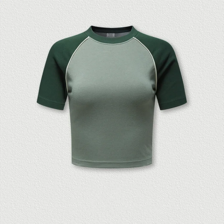 Womens-100-Cotton-Short-Shoulder-T-Shirt-American-Retro-Style-With-Contrast-Sleeve-Print-Pattern