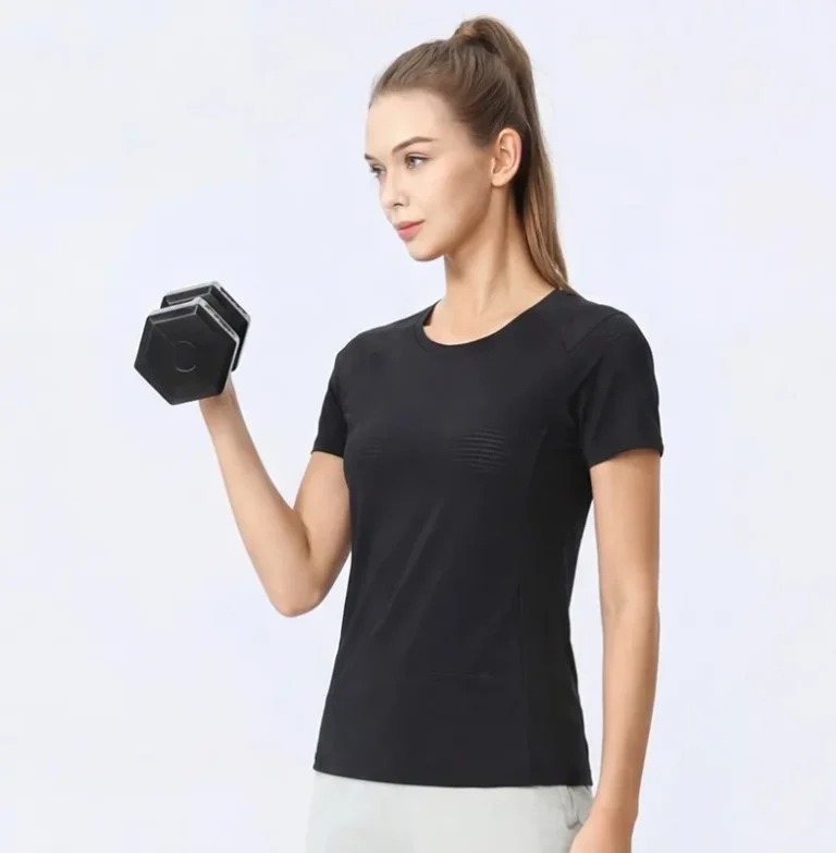 Womens-Athletic-Short-Sleeve-Sports-Running-T-Shirt-Small-Holes-Breathable-Gym-Workout-Quick-Dry-Top-Workout-Cool-Feel-T-shirt