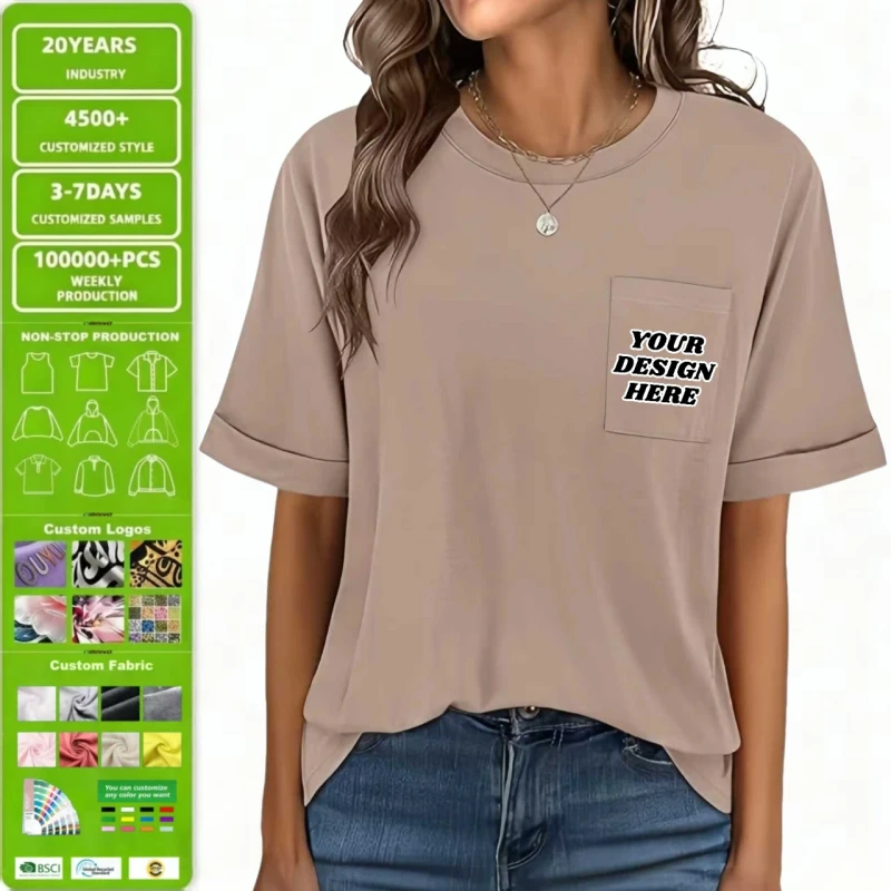 Womens-Basic-oversized-Crew-Neck-Summer-Short-Sleeve-Tee-Custom-Print-logo-Causal-Clothes-T-Shirts-with-Pocket-1