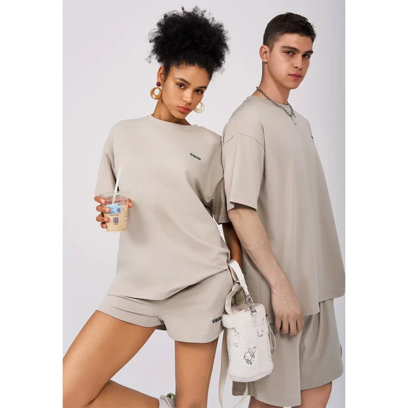 Womens-Beige-Oversized-T-Shirt-Short-Sleeve-Crew-Neck-Streetwear-Unisex-Logo-Print-Loose-Fit-Lounge-Activewear-Couple-Matching